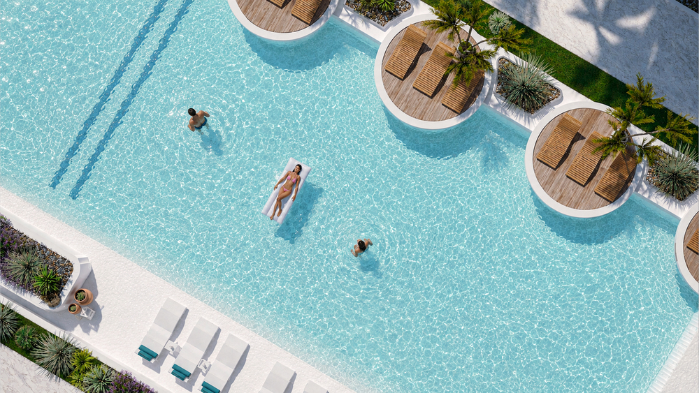 Athena Resort pool and private sun deck areas
