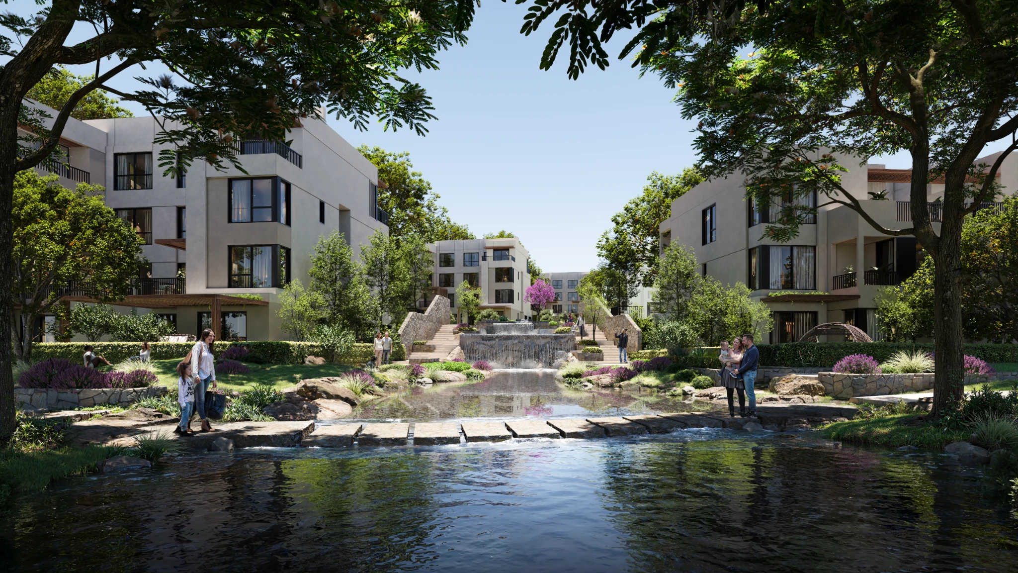 Water features and landscaped gardens